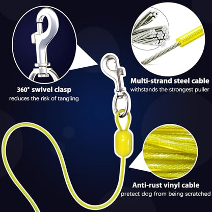 30ft Wall Mount Retractable Dog Tie Out Cable for Small to Large Dogs Between 20-75 lbs, Patented Retractable Dog Lead Great for Yard/Garden - Durable for 70,000 Cycles (Black, 30ft) - color: Black