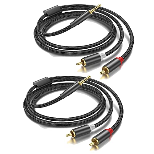 (10FT / 2 Pack) 3.5mm to RCA Cable,Gold Plated, 1/8 Male to Male Stereo Aux Cord Y Splitter Adapter for Tablets, Speakers, Smartphones, MP3, HDTV - size: 10FT