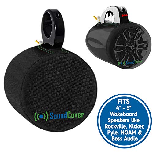 Black 600D Marine Wake Tower Speaker Covers – Small (H 7.9" × W 7.9" × D 8.3") – Weather-Resistant Covers for Marine & ATV Speakers - color: Black, size: SMALL