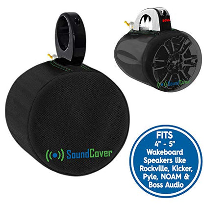 Black 600D Marine Wake Tower Speaker Covers – Small (H 7.9" × W 7.9" × D 8.3") – Weather-Resistant Covers for Marine & ATV Speakers - color: Black, size: SMALL