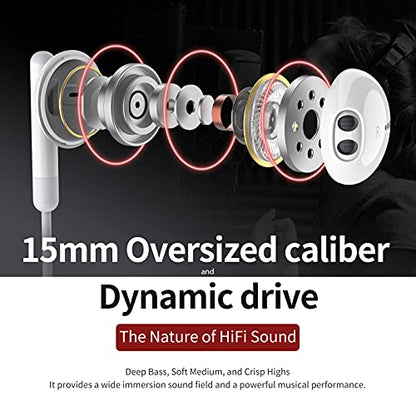 Kimwood Wired Earbuds with Microphone, Wired Earphones in Ear Headphones HiFi Stereo, Powerful Bass and Crystal Clear Audio, Compatible with iPhone, iPad, Android, Computer Most with 3.5mm Jack - color: White, size: regular
