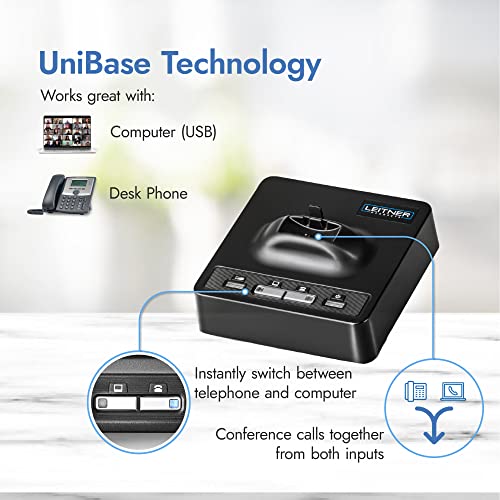 Leitner LH280 Premium Lite 2-in-1 Wireless DECT Headset for Office Phones | Dual-ear, DECT not Bluetooth, office phones and computer, Cisco, Yealink, Polycom, Avaya, Mitel, VoIP, 5-year warranty - style: Desk Phone + PC