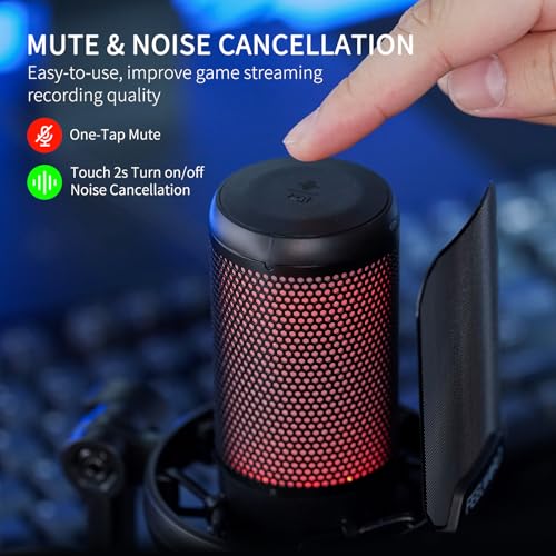 FEELWORLD VM1 Black USB Gaming Condenser Microphone for pc, Desktop Stand - color: Black