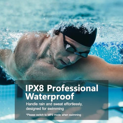 Bone Conduction Headphones for Swimming, Waterproof Swimming Headphones | IPX8 Waterproof Earbuds for Swimming, Open Ear Earbuds With 32GB MP3 Mode,8H Playtime Bluetooth 5.4 for Running