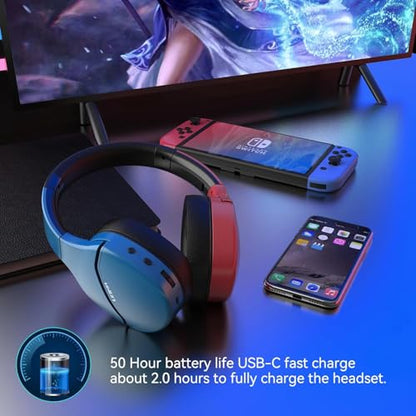 2.4GHz Wireless Gaming Headset for PC, PS5, PS4, Switch, 4-in-1 Bluetooth 5.0 & 3.5mm Wired Mode, AI Noise Cancelling Detachable Mic,3D Stereo Sound Headphones for Laptop, Mac, Xbox Series, Nintendo