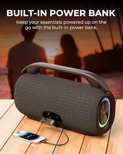 havit Outdoor Bluetooth Speaker, 120W Peak Loud Speakers with Deep Bass, Portable Wireless Speaker IPX6 Waterproof, RGB Light, 12H Playtime, TWS Stereo, EQ, for Party, Beach, Camping, Backyard, Garage