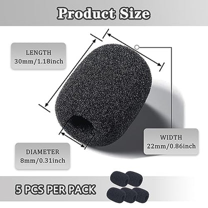 Headset Microphone Covers Foam, Lapel Headset Microphone Windscreen Sponge Foam Microphone Windscreen Mini Foam Cover for Variety of Headset Microphone Noise Reduction (5pcs) - size: 5pcs