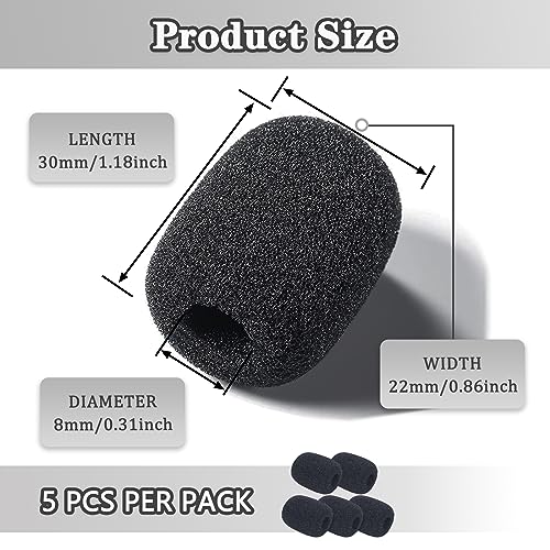 Headset Microphone Covers Foam, Lapel Headset Microphone Windscreen Sponge Foam Microphone Windscreen Mini Foam Cover for Variety of Headset Microphone Noise Reduction (5pcs) - size: 5pcs