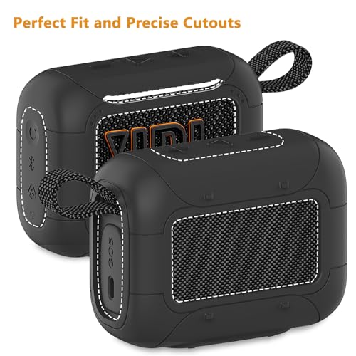 Protective Case for JBL Go 5 Portable Bluetooth Speaker | Accessories Hard Carrying Case and Silicone Cover with Metal Carabiner (Black Case) - color: Black Case