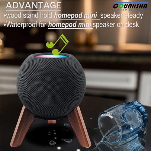 Real Wood Stand for Homepod mini(2020 Released), Wooden Holder Tripod with Metal Frame,Safe Stable Mount with Anti-Slip Silicone pad Protects Home pod mini Speaker Well (Color:Walnut) | Wooden Holder Tripod with Metal Frame,Safe Stable Mount with Anti-Sli