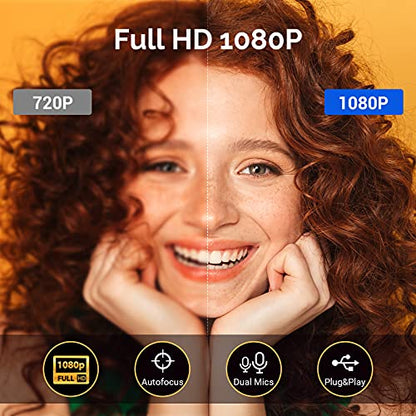 Streaming Webcam 1080P, 960A HD Web Camera USB Web Cam for Gaming Conferencing Video Chatting Mac Windows Desktop Computer Laptop Wide Angle Webcam with Ring Light & Microphone & Tripod
