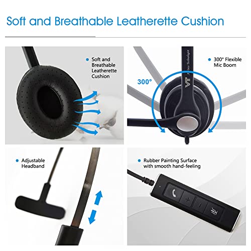 VT 노이즈 캔슬링 마이크가 있는 모노 유선 헤드셋 - USB-3.5MM 연결은 MS 팀, 줌, 제네시, GoogleMeet, Bria 등과 같은 UC 플랫폼과 함께 작동합니다. - color: 3.5MM+USB-A 모노
