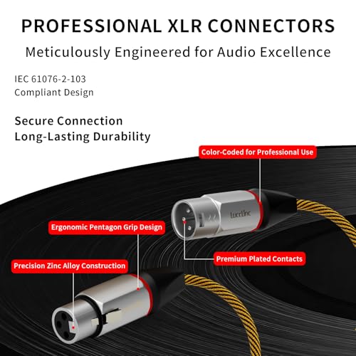 2 Pack 10ft XLR Cable, Braided Balanced Microphone Cord Male to Female, 3-Pin Shielded OFC Mic Lead with Zinc Alloy Connectors for Mixer, Speaker, Studio Recording - size: 10 Feet, style: 2 Pack
