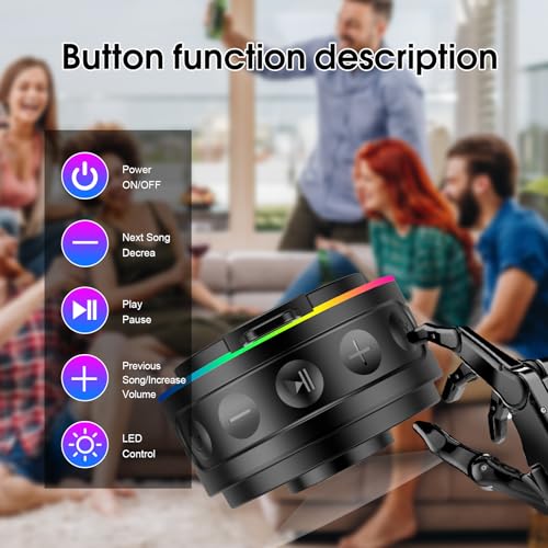 Bluetooth Shower Speaker Stereo Sound with Suction Cup, Built-in Mic | Portable Bluetooth Speaker with Lanyard, IPX7 Waterproof Wireless Speakers Bluetooth 5.4 for Bathroom/Party/Beach/Gift, Black