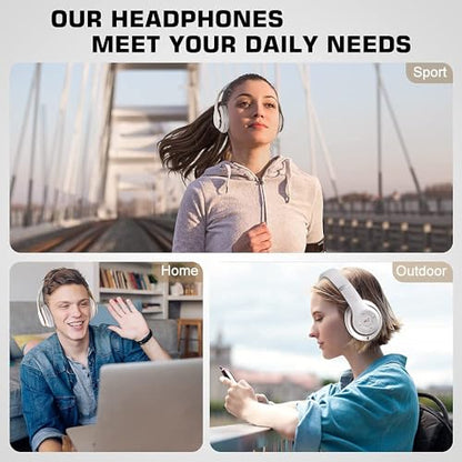 6S Bluetooth Headphones Over-Ear, Hi-Fi Stereo Foldable Wireless Stereo Headsets Earbuds with Built-in Mic, Volume Control, FM for iPhone/Samsung/iPad/PC (Blue) - color: White & Gold