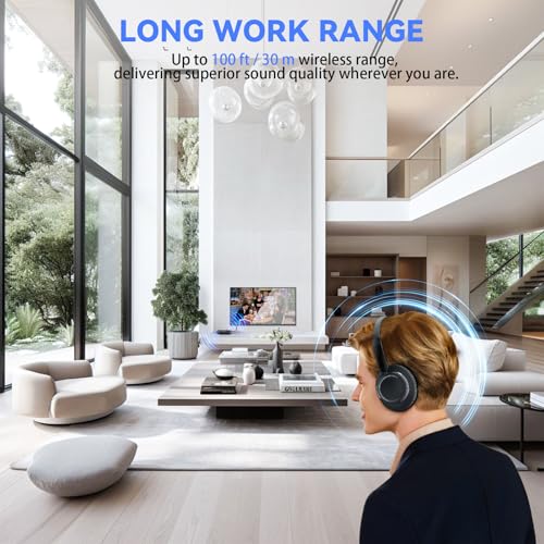 ANSTEN Wireless Headphones for TV Watching,TV Headphones Wireless | Universally Compatible Transmitter Charging Base Over Ear Headset No Delay 35 Hrs Audio Playtime Plug n Play for Seniors