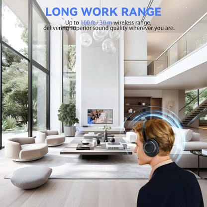 ANSTEN Wireless Headphones for TV Watching,TV Headphones Wireless | Universally Compatible Transmitter Charging Base Over Ear Headset No Delay 35 Hrs Audio Playtime Plug n Play for Seniors