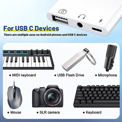 USB C to USB Adapter 3 in 1 USB C to 3.5mm Audio Adapter for iPad USB Adapter
