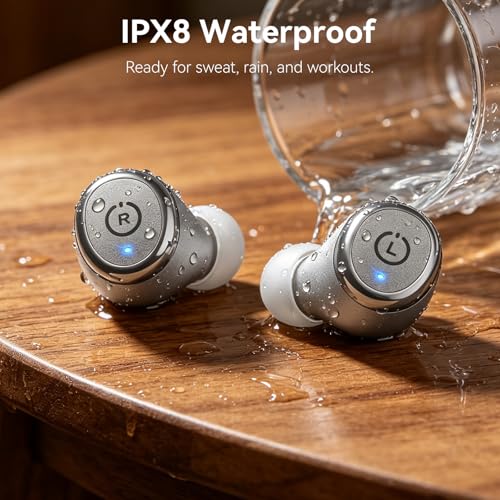 TOZO T10 Wireless Earbuds Powerful Bass Stereo Wireless Charging, APP, IPX8 | Waterproof, 55H Playtime, Ergonomic Design In Ear buds, App Customize EQ, Bluetooth 5.3 Headphones for Work, Travel, Gray - color: Matte Gray