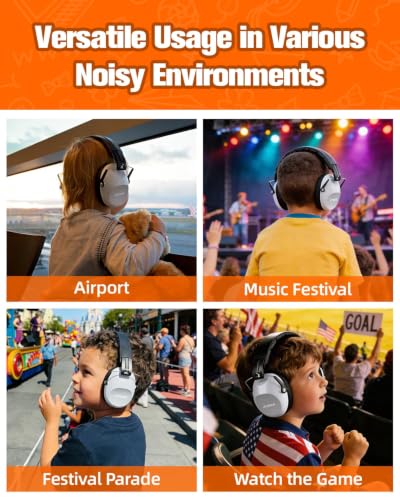 ZOHAN 032 Kids Noise Canceling Headphones - 25dB NRR Kids Ear Protection Earmuffs for School, Monster Jam, Fireworks, Travel, Air Show, Concert, Autism - Grey - color: Grey