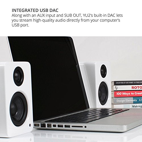 Kanto YU2GB PC Gaming Desktop Speakers | 3" Composite Drivers | 3/4" Silk Dome Tweeter | Class D Amplifier | 100 Watts | Built-in USB DAC | Subwoofer Output | Pair | Gloss Black - color: Gloss Black