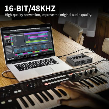 XTUGA USB Audio Interface for PC with Touch Model 16 bit/48 kHz, DSP Effect, 48V Phantom Power XLR Audio Interface for Recording Music, Live Streaming, Q-16