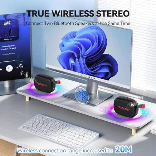 TECKNET Portable Bluetooth Speaker, IP67 Waterproof Speaker with Stereo Sound, Up to 30H Playtime, Magnetic Design, BT 5.4, TWS Pairing Small Bluetooth Speaker for Home/Party/Outdoor/Travel - color: Black