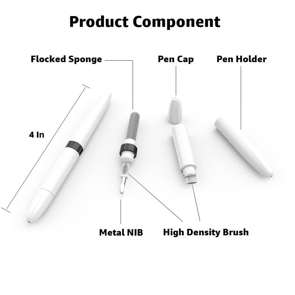 Dual-Brush Earbud Cleaning Pen | 4-in-1 Pro Kit for Precision & Durability, Tool Compatible with Airpods, Galaxy Buds, All Wireless Headsets -Black - color: Black