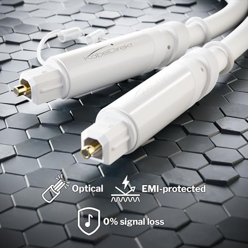 KabelDirekt – TOSLINK Cable – 25ft, White – Soundbar | Digital S/PDIF cable, stereo systems/amplifiers, home cinema, Xbox One/PS4 - color: White, size: 25ft