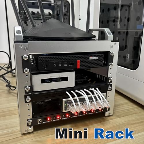 GeeekPi 4U Server Cabinet, 10 inch Mini Server Rack for Network, Servers, Audio, and Video Equipment, DeskPi RackMate T0 Rackmount, 7.87 inch Depth - color: Silver