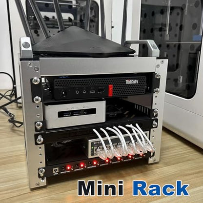 GeeekPi 4U Server Cabinet, 10 inch Mini Server Rack for Network, Servers, Audio, and Video Equipment, DeskPi RackMate T0 Rackmount, 7.87 inch Depth - color: Silver