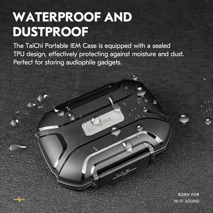 CCZ Taichi Portable IEM Case, Water-Resistant Earbuds Storage Hard Box, Travel Carrying Case for Headphones Compatible with Moondrop CHU II,KZ ZS10 PRO (Black) - color: Black