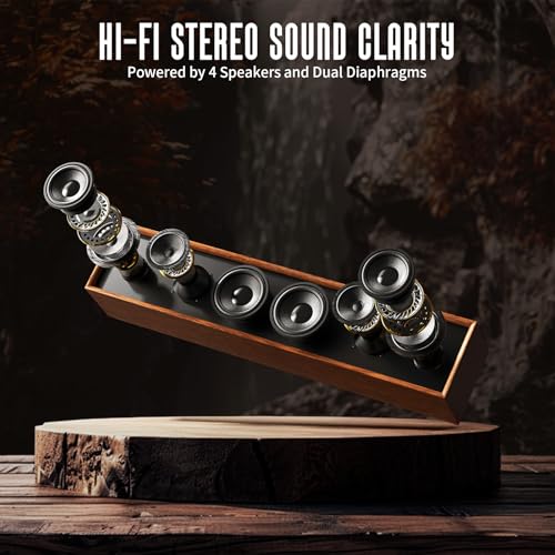 Retro Wood Computer Speaker Bluetooth 5.3 | Wooden retro PC soundbar with Bluetooth 5.3 and USB connectivity. Universal compatibility for desktop, laptop and smartphone.