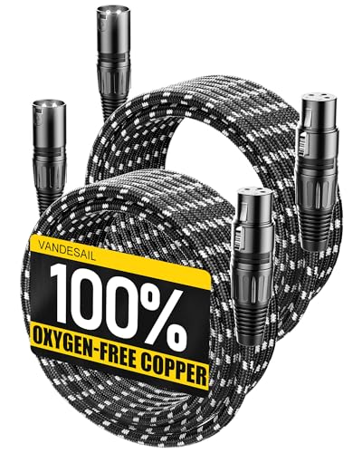 XLR Cables 20ft 2 Pack, Nylon Braided XLR Microphone Cable,3 Pin - color: Black-White, size: 20 Feet