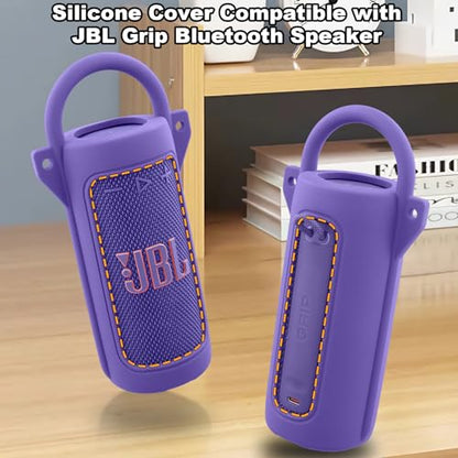 for JBL Grip Portable Waterproof Speaker Silicone Case, Purple | Portable Travel Soft Cover with Adjustable Shoulder Strap and Carabiner, Protective Skin Case, Anti-Slip Feet - color: Purple Case