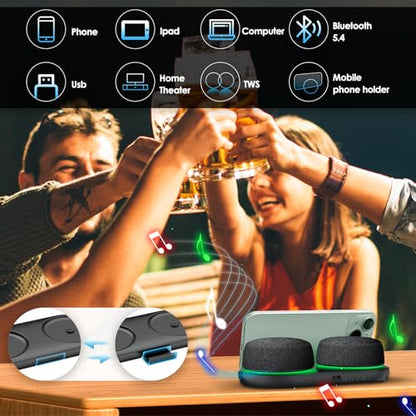 Bluetooth Speaker Set with Magnetic Base for Multi Room - color: Classic Black