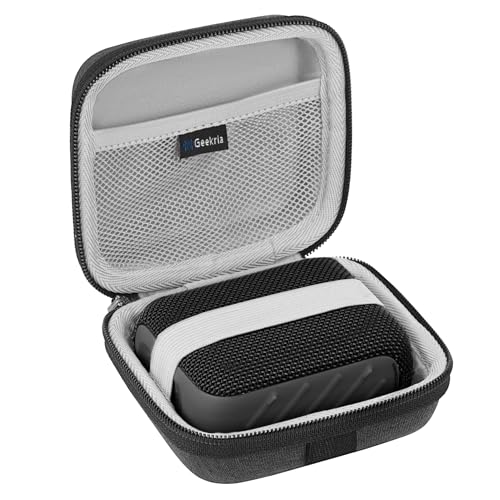 Geekria Shield Speaker Case Compatible with JBL Go 5/4/3, Go 3 Eco Cover, Replacement Hard Shell Portable Speaker Protective Carrying Bag with Cable Storage, Keychain Carabiner (Dark Grey) - color: Dark Grey