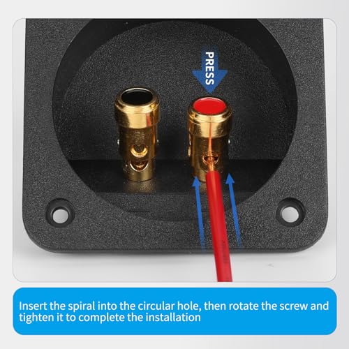 3.1 in Square Push Spring Speaker Box Terminal Cup, 4 Pack | Features 2-Way Speaker Terminal Cup with Gold Plated Binding Posts; Bare Wire Connection. - color: 3.1 Inch Square Push Spring, size: 4