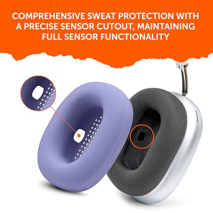 WC SweatZ Max - Patented Silicone Sweat Covers for AirPods Max 1 | Made by Wicked Cushions | (Does Not Fit AirPods Max 2). Sweatproof, Full Earpad Protection | Purple - color: Purple