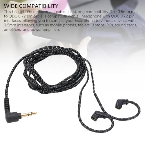 HiFiPro IEM Cable 3.5mm to QDC 0.78mm 2 Pin | OFC Braided, Lossless Sound, Wide Compatibility for CCA TRN Headphones