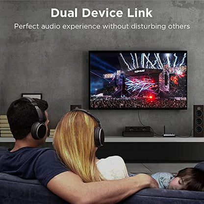 Bluetooth Transmitter Receiver 3-in-1 Bluetooth 5.0 Audio Adapter for 2 Headphones With Bypass Volume Control Low Latency Long Range LCD Display ON/OFF Optical AUX RCA for TV Home Stereo Speaker