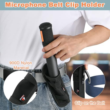Belt Case Holder Belt Clip Case for Most Standard Wireless Handheld Microphone, Nylon Microphone Holder Carrying Pouch with 180 Degree Rotating Plastic Clip (1 Pack)