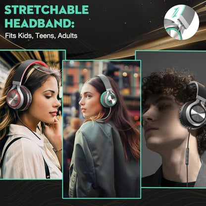 Bywulanda USB C Headphones with Microphone, Wired Over-Ear for School | Volume Control, HD Stereo Sound, Comfortable Fit, Wired Foldable Headphones for Adult/Teens/Laptop/Tablets/Travel, Green - color: Green
