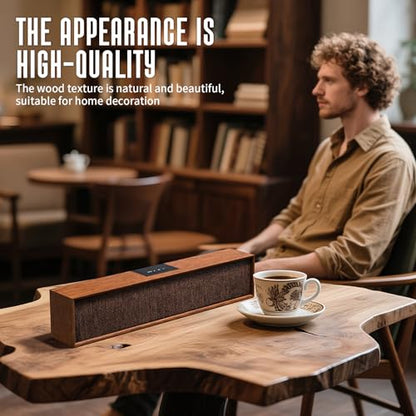 Retro Wood Computer Speaker Bluetooth 5.3 | Wooden retro PC soundbar with Bluetooth 5.3 and USB connectivity. Universal compatibility for desktop, laptop and smartphone.