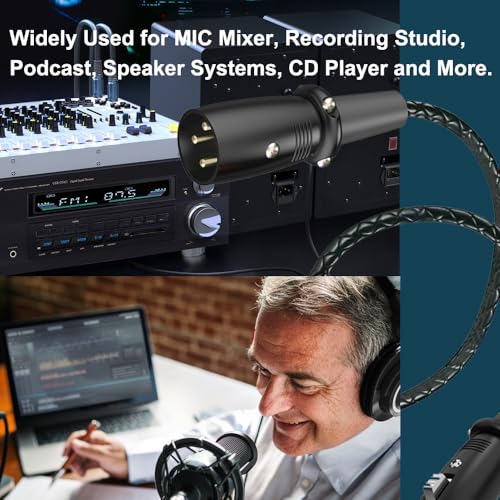 1.64ft XLR 3-Pin Splitter Cable, 1 to 2 MIC Adapter, Male to Dual Male Microphone Audio Cable for MIC Mixer, Recording Studio, Podcast, Speaker, Amplifier, PA DAC Mixing Console - style: Straight