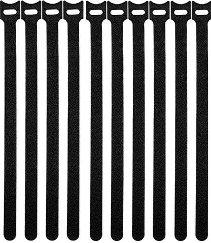 50 Pcs Reusable Fastening Cable Ties, Microfiber Cloth 12 Inch Hook and Loop Cord Ties, Black