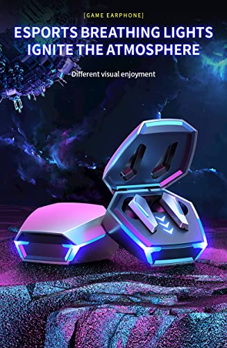 NW HANDA M10 Bluetooth Gaming Headphones True Wireless Earbuds with Bluetooth 5.2 HiFi Stereo Sound Microphone Game/Music Mode LED Light 40ms Ultra Low-Latency 24H Playtime Waterproof Earphones - color: Silver