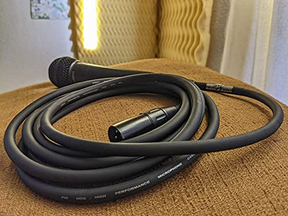 Pig Hog PHM50 High Performance 8mm XLR Microphone Cable, Black , 50 Feet | 8mm XLR cable with 50ft length and stress relief for recording, live sound and touring - size: 50 ft