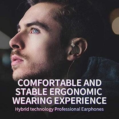 KZ ZSN Pro 1BA+1DD Wired Earphone HiFi Stereo Headphones in Ear Built in Mic Headset Premium Sound with 3.5mm Audio Plug & Detachable Cable for Musicians Singers Drummers(Grey with Mic) - color: Grey, size: With Mic