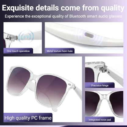Smart AI Bluetooth Sunglasses for Women Men Translation Translator Translate Translating Headphones Audio Glasses with 150 Language & Accents UV Protection Bluetooth 5.4 Eyeglasses with Speakers - color: Black
